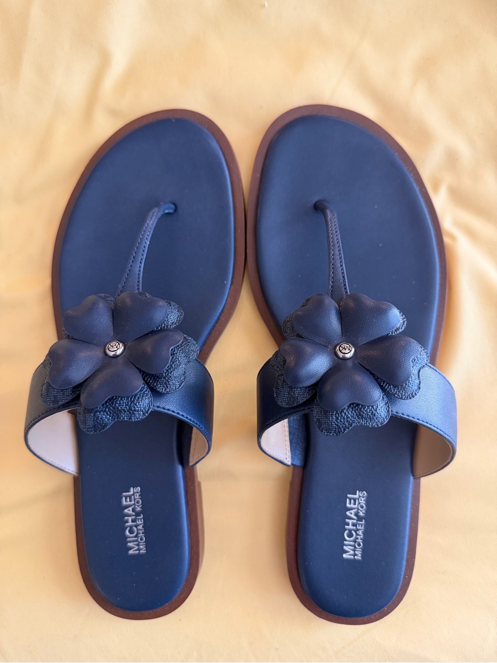 MICHAEL Michael Kors Navy Floral Thong Slide Sandals